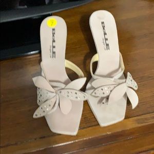 Blush suede strap he sandals new never been worn